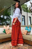 Bloc Stripe Wide Leg Pant Rioja & Rust